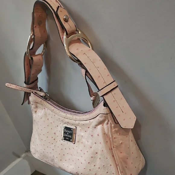 Dooney & Bourke Blush Pink Ostrich Leather Vintage Shoulder Bag - Picture 6 of 16